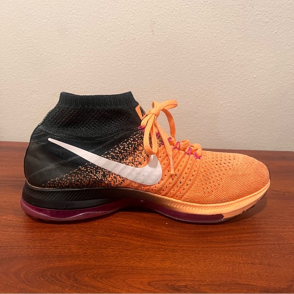 Nike flynit women size 10 orange black gym running walking training sneakers - Picture 4 of 9